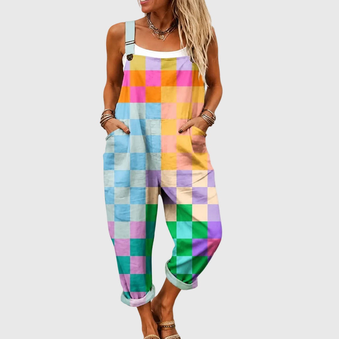 Bodil – Rutig jumpsuit med ledig passform