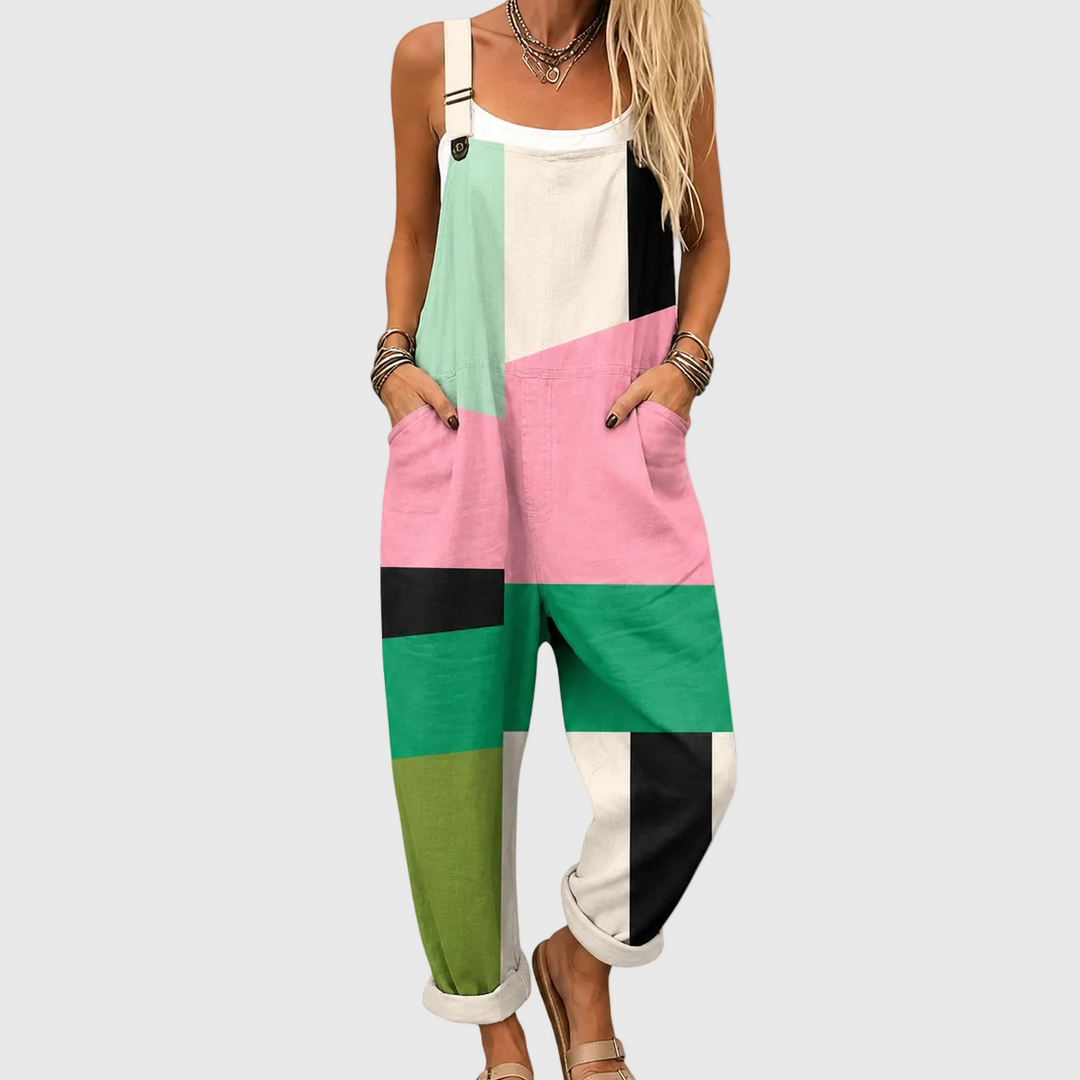 Marianne – Ledig jumpsuit med grafiskt färgblock