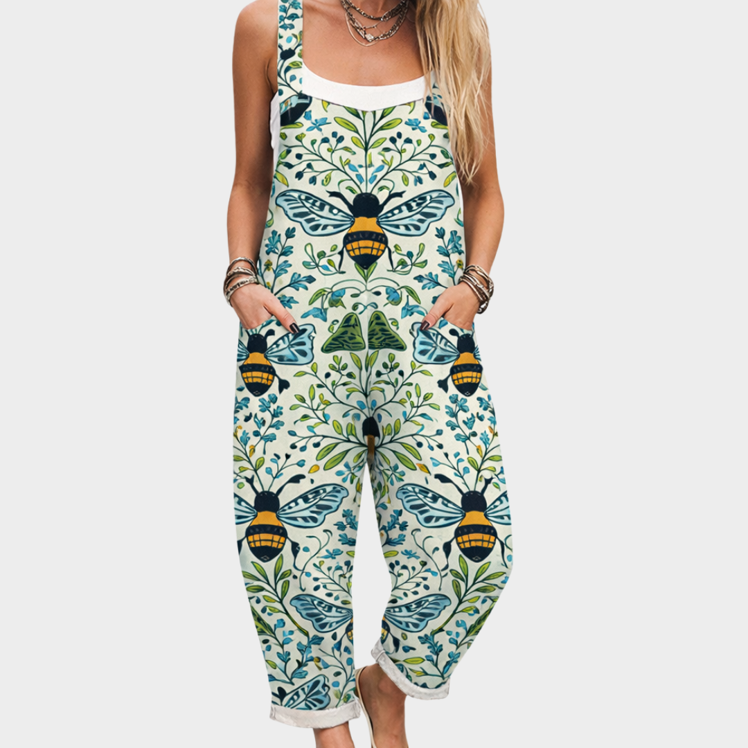 Mikaela – Ledig jumpsuit med naturtryck
