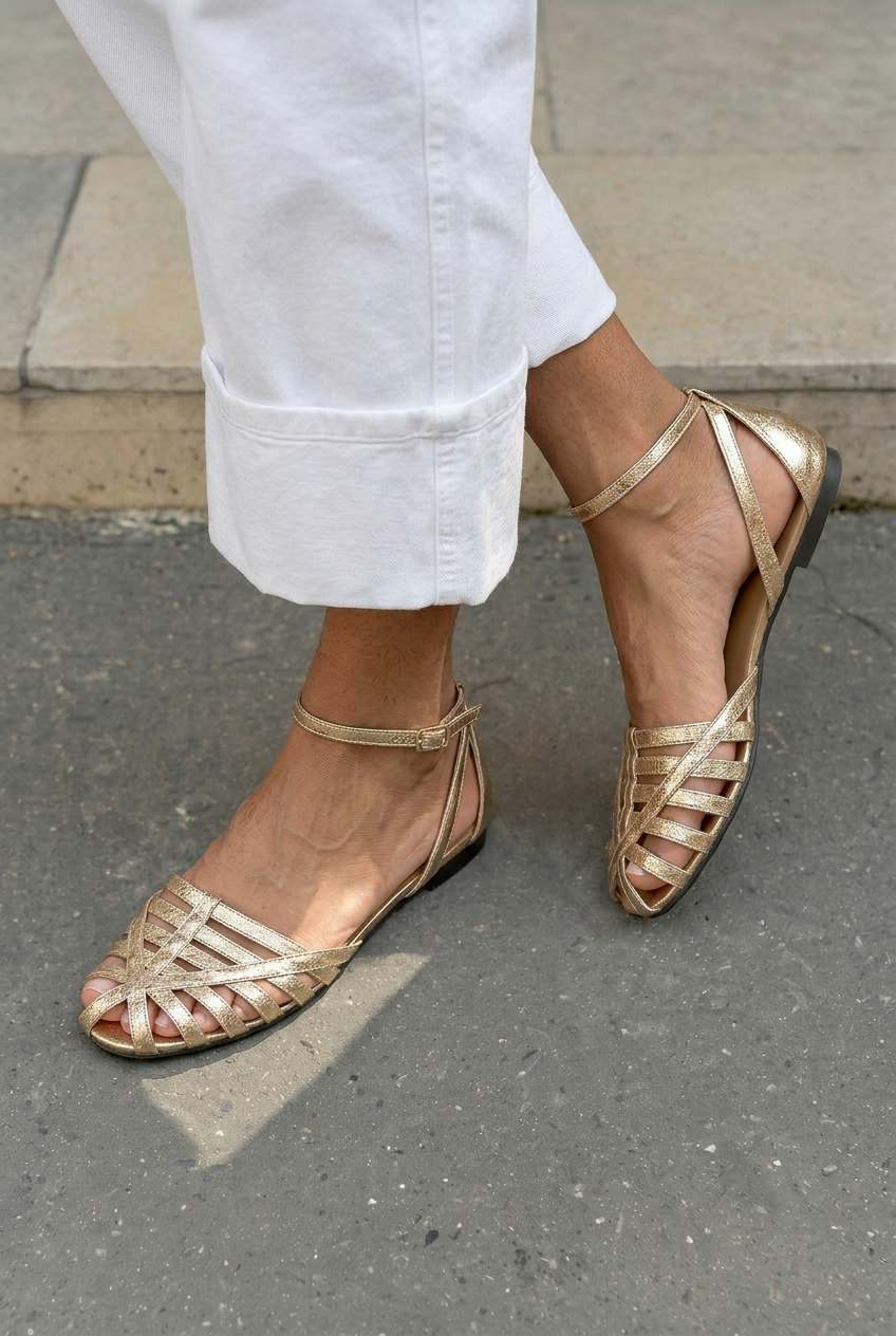 Kristina – Flätade sandaler med ankelbandspänne