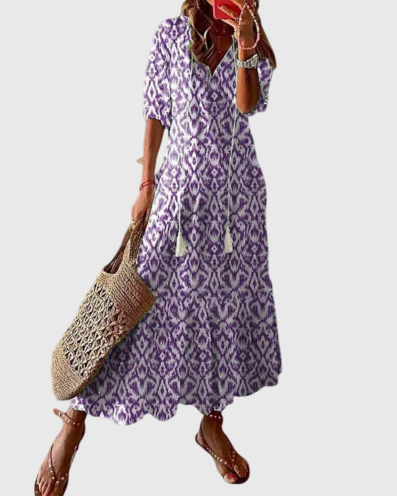 Signe – Boho vintage sommarmaxiklänning