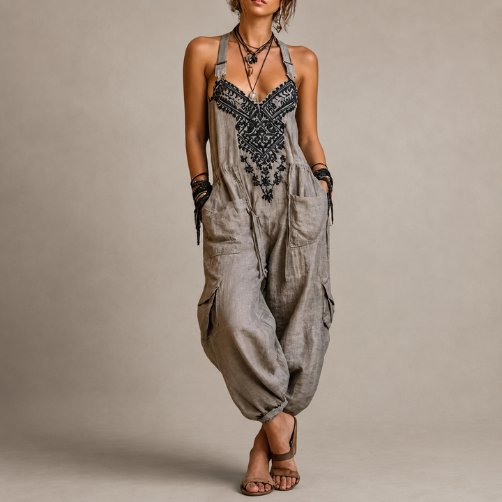 Vivien – Broderad boho-jumpsuit