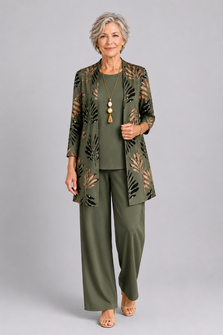 Josefin – Elegant tredelat set med bladmönster
