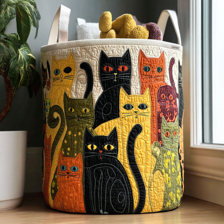Ida – Quiltad förvaringskorg med kattmönster