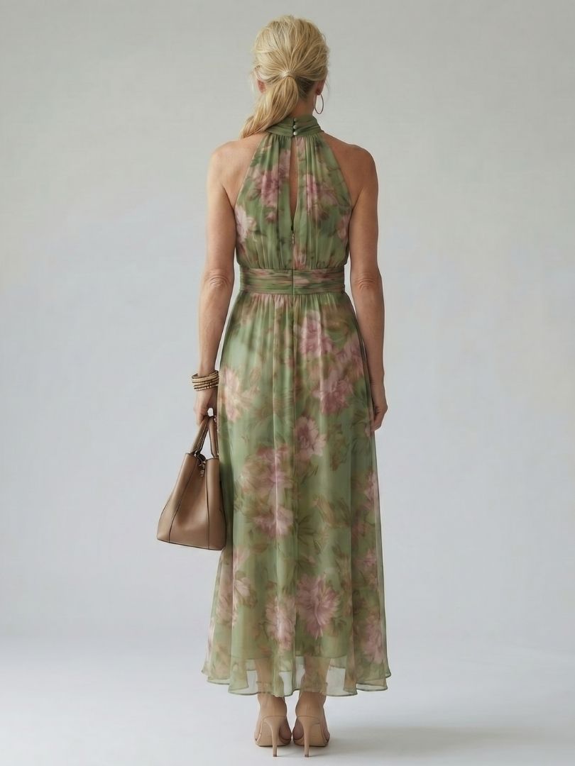Linnea – Samlad halter midi-klänning