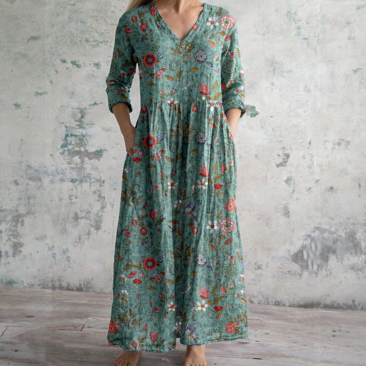 Bodil – Klänning med halvlång ärm och blommönster