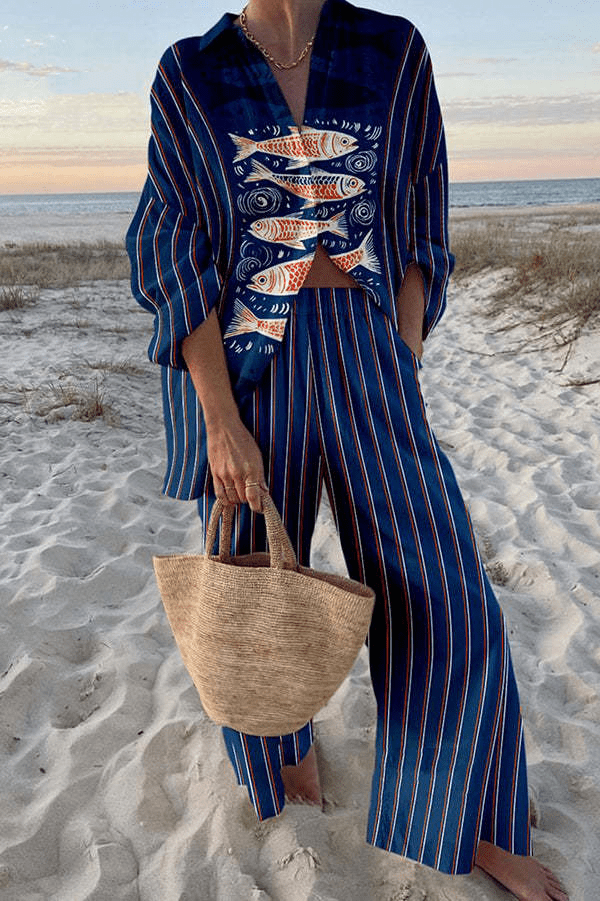 Sonja – Randat strandset med fisktryck